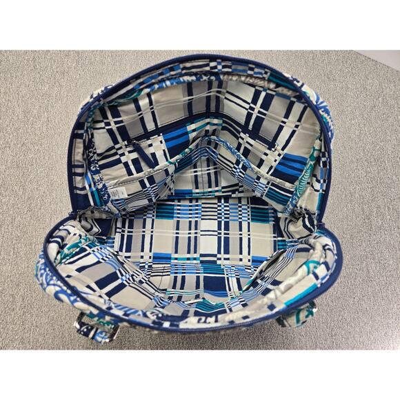 Vera Bradley Quilted Handbag Purse Blue Green Floral Print Shoulder Tote - Picture 4 of 10